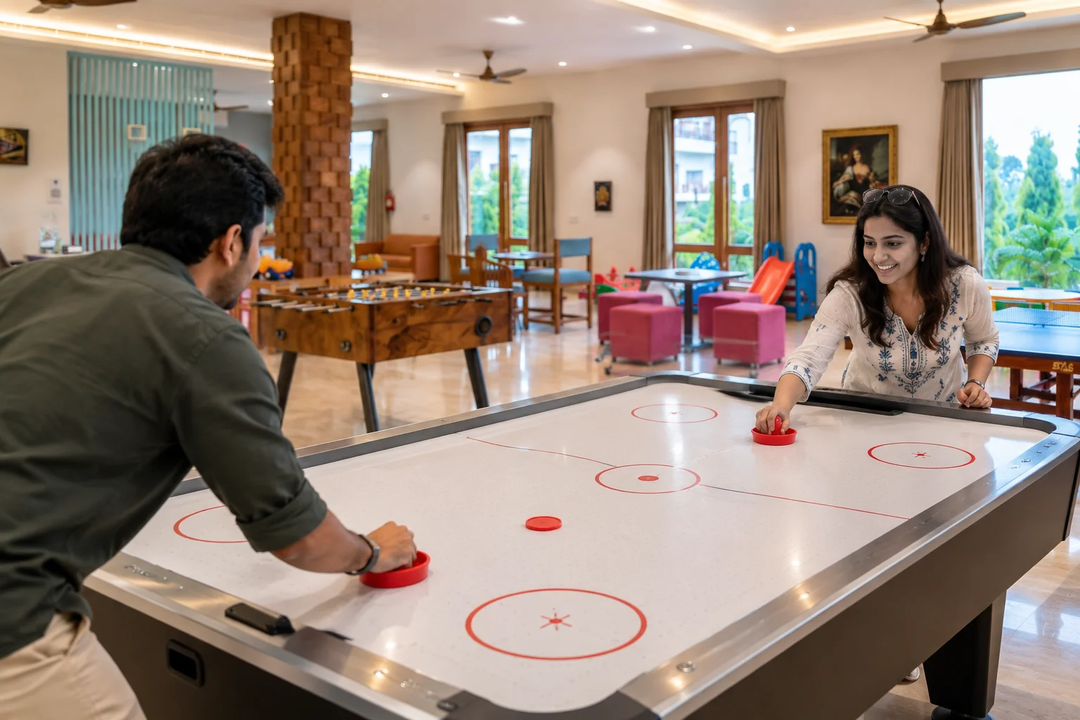 Air hockey at Evara