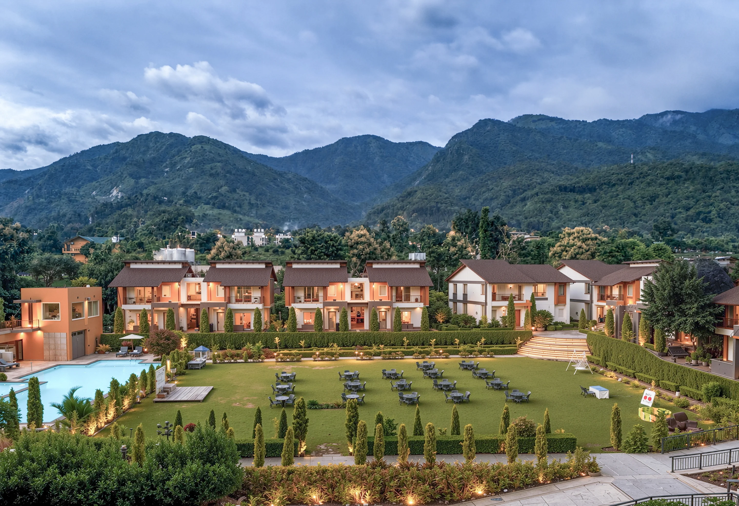 Flora Fountain Lawn at Evara Spa & Resort