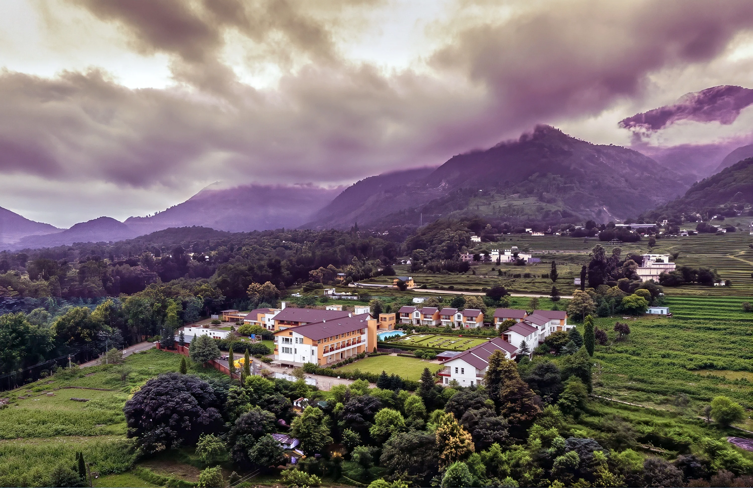 The approach to Evara Spa & Resort through the forest
