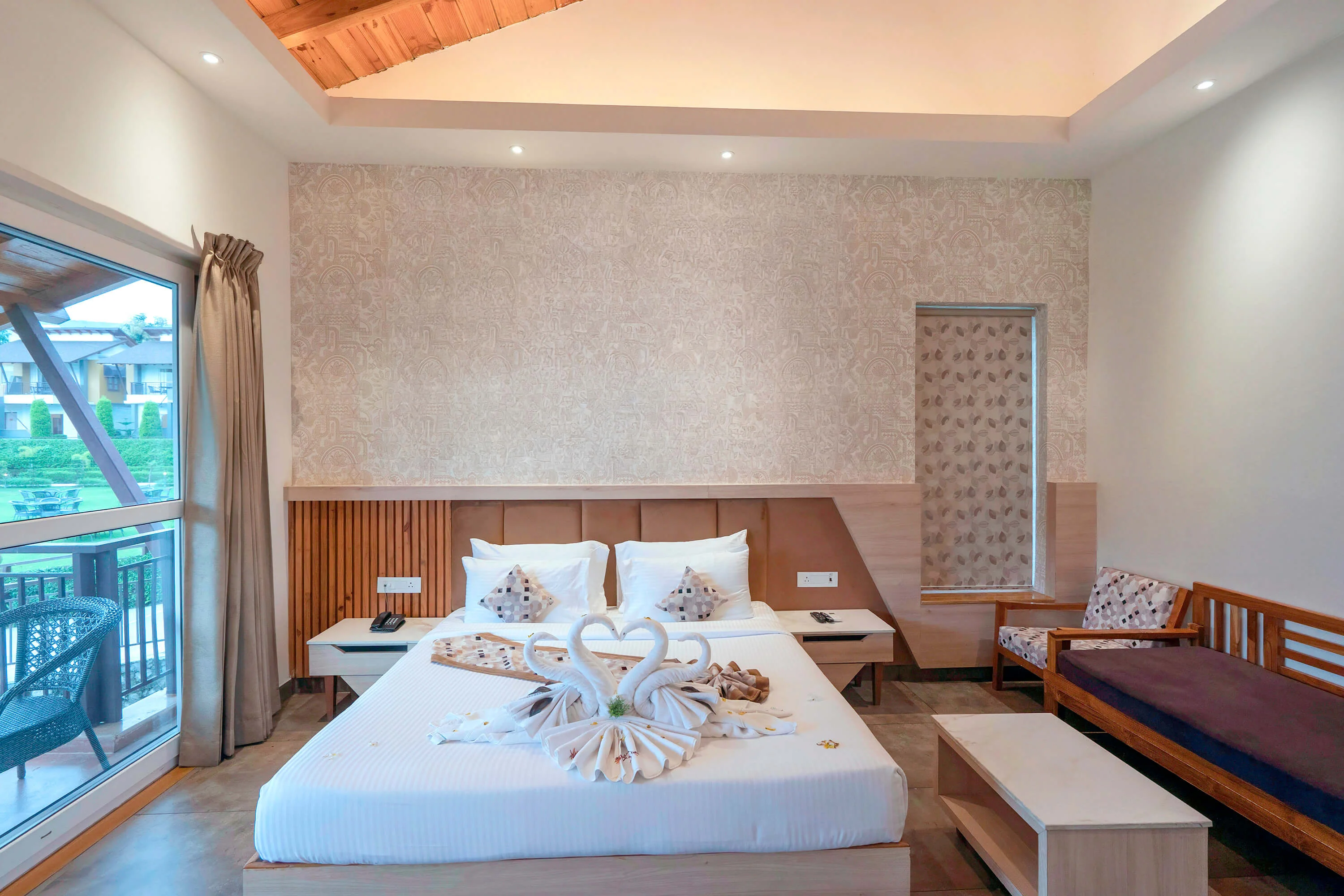 Super Deluxe Cottage interior at Evara Spa & Resort